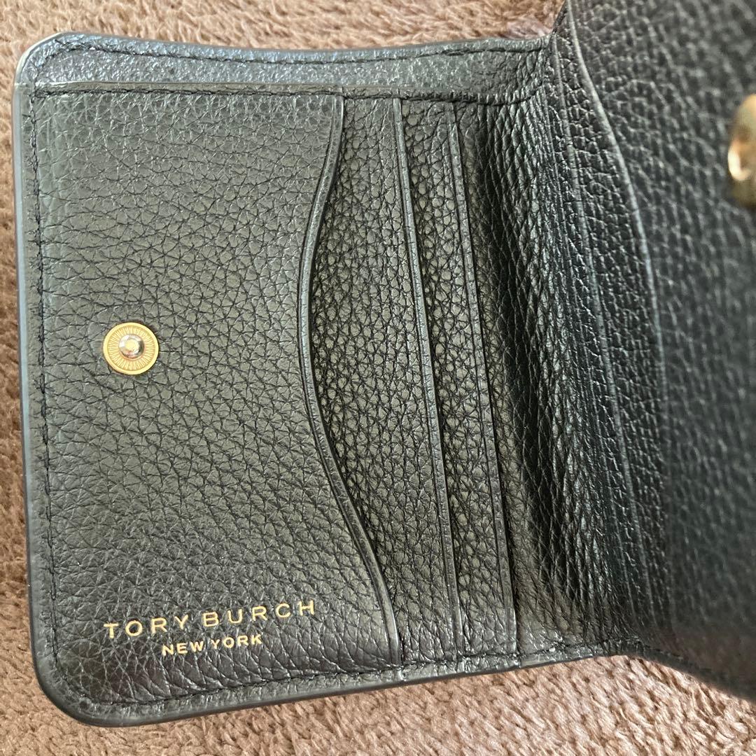 お値引き中❗️Tory Burch黒 レザー 二つ折り財布
