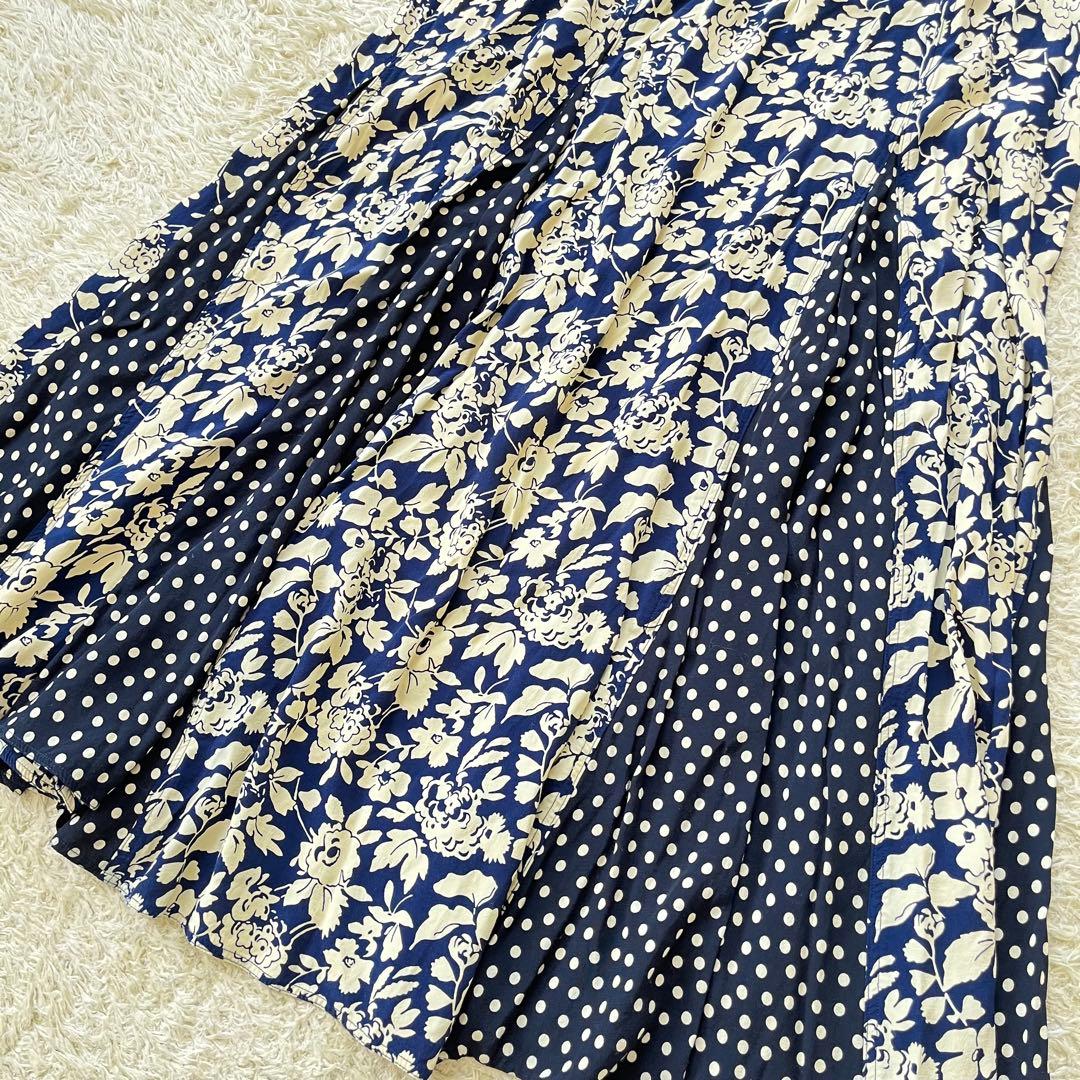 ポロラルフローレン パネルドマキシスカート 花柄 ドット柄 中村アンさん着用