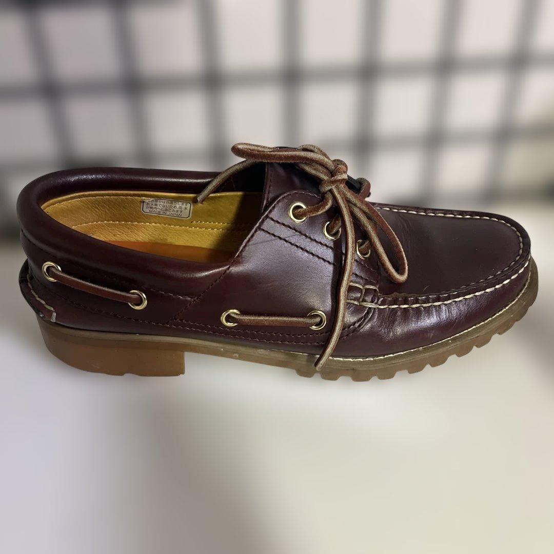 美品/REGAL/リーガル/デッキシューズ/革靴/ブラウン/ワインレッド/25