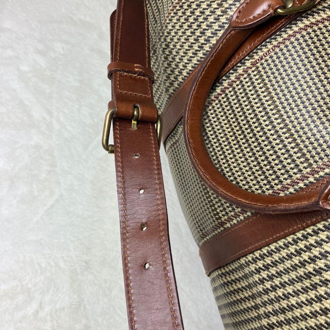 美品✨ポロラルフローレン PVC レザー 千鳥柄 2way ボストンバッグ 自立