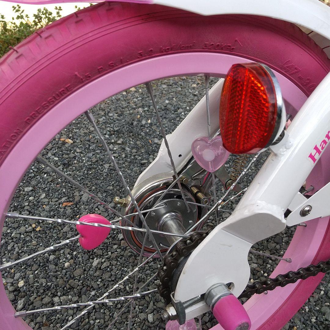 引取限定 幼児用自転車 16インチ ハートモチーフ ピンク 補助輪付き