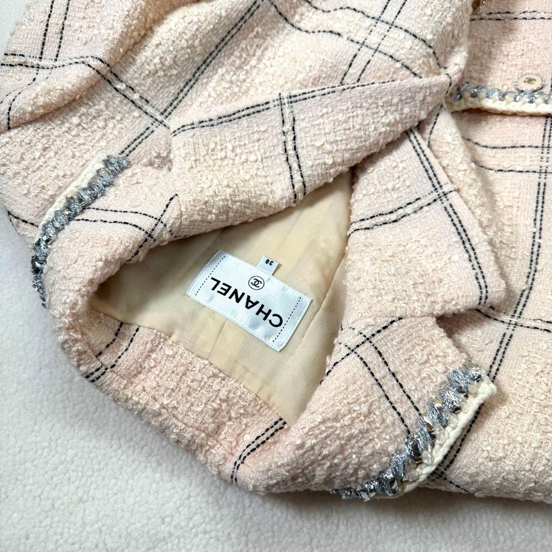 極美品　CHANEL ツイードジャケット　シャネル　38 ピンクベージュ
