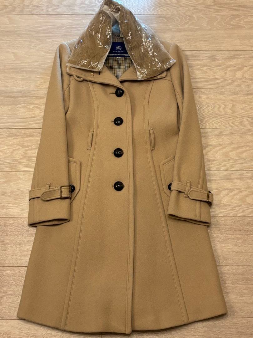 ！値下！バーバリーブルーレーベルウールコート 38フォックスファーベルト付き