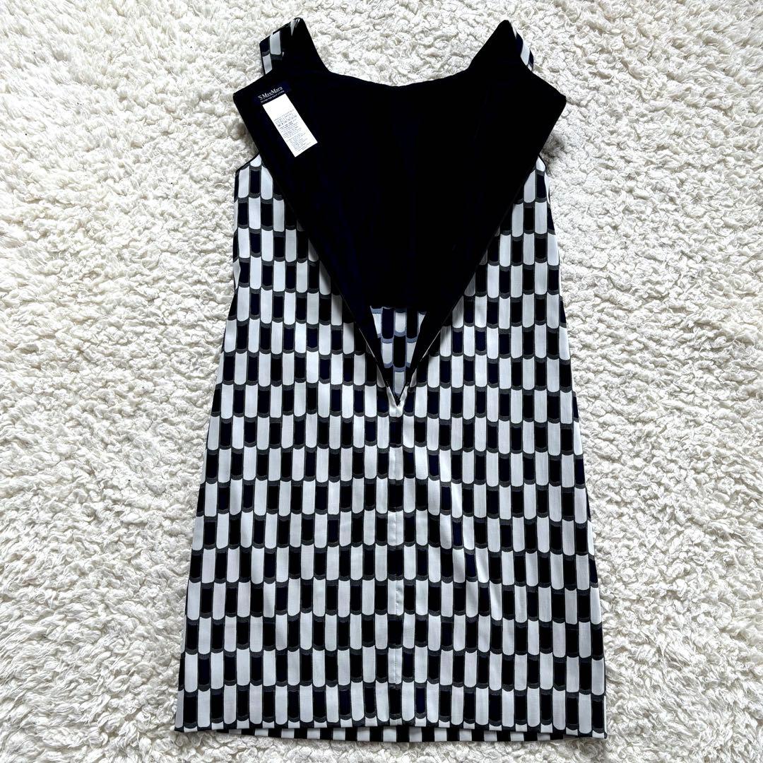 'S MaxMara ノースリーブワンピース 大きいサイズ ネイビー×ホワイト