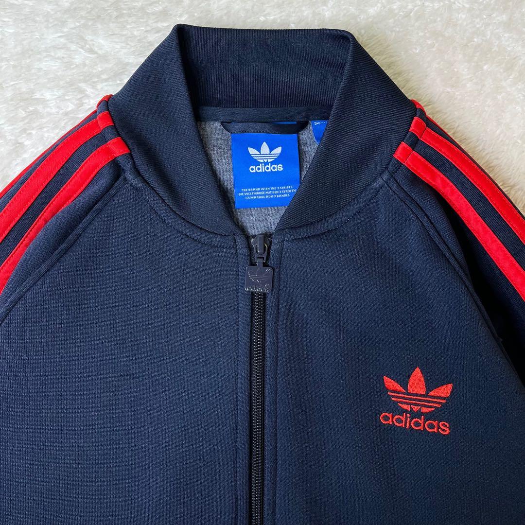 美品adidas SSTトラックジャケットBR4320ネイビーレッドL