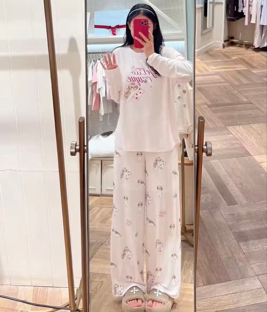 新品！ジェラートピケ⭐︎シーズーピンクルームウェア上下セット