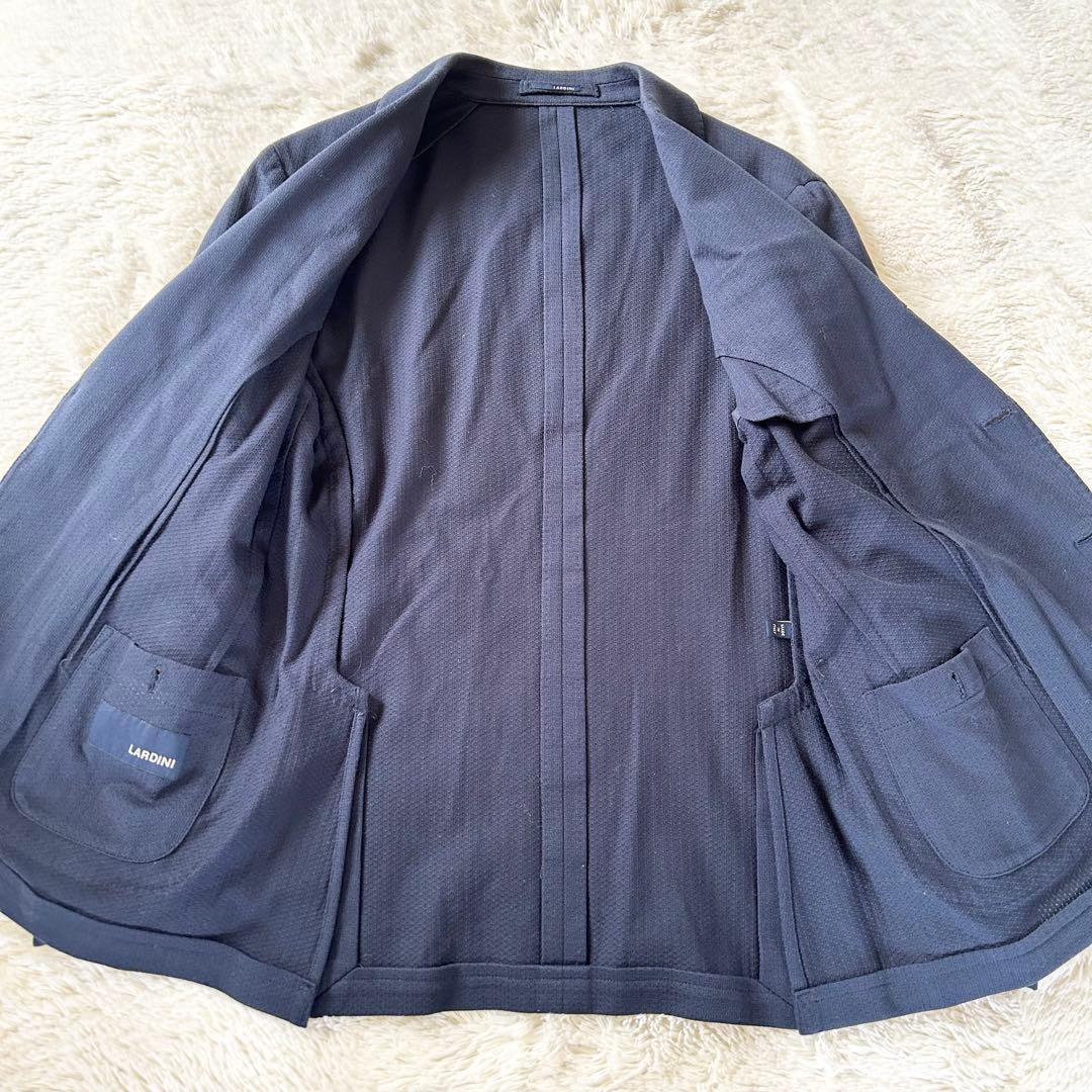 LARDINI テーラード アンコンジャケット ネイビー コットン イタリア製