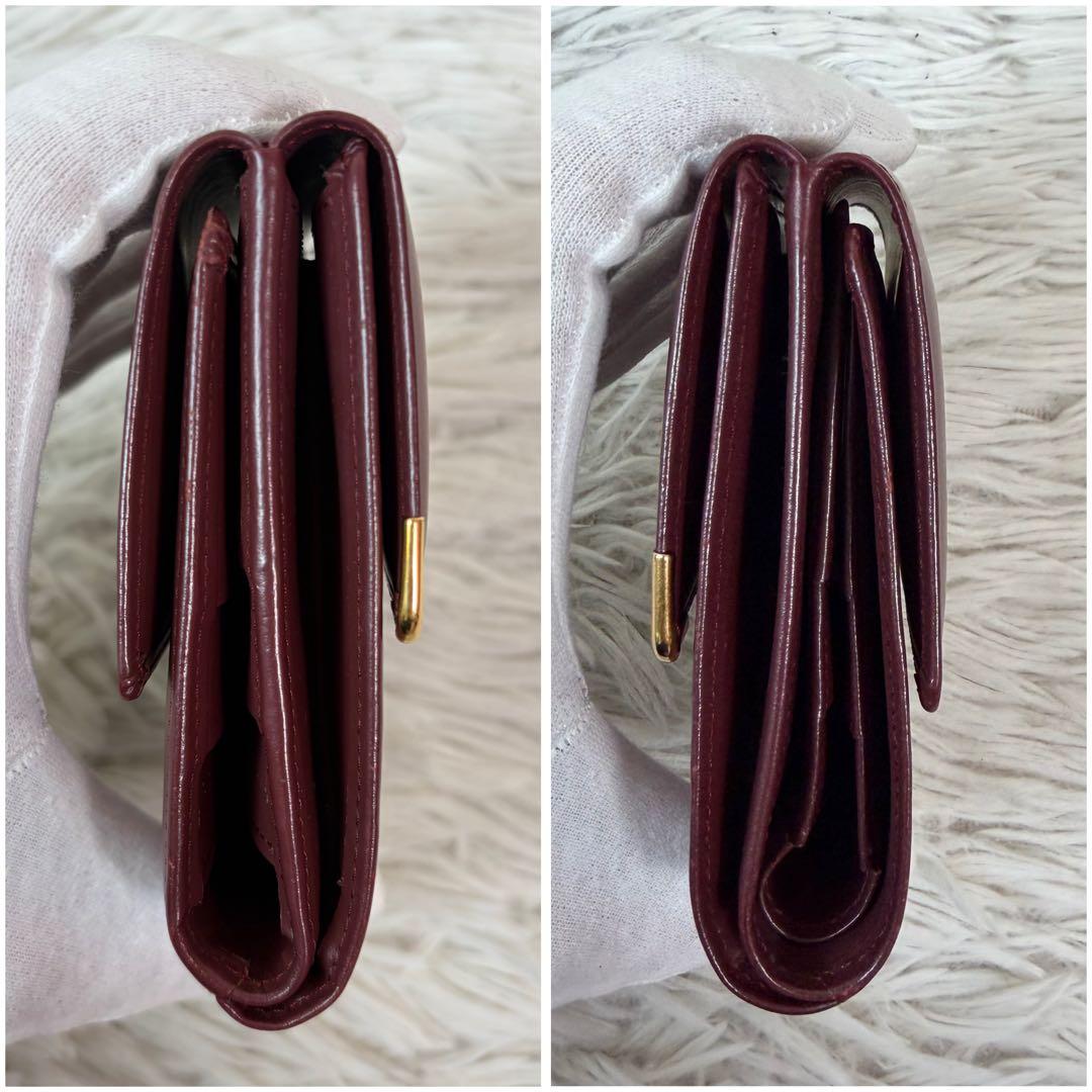 新品未使用保管品✨Cartier 三つ折り財布 マストライン金具 ボルドー