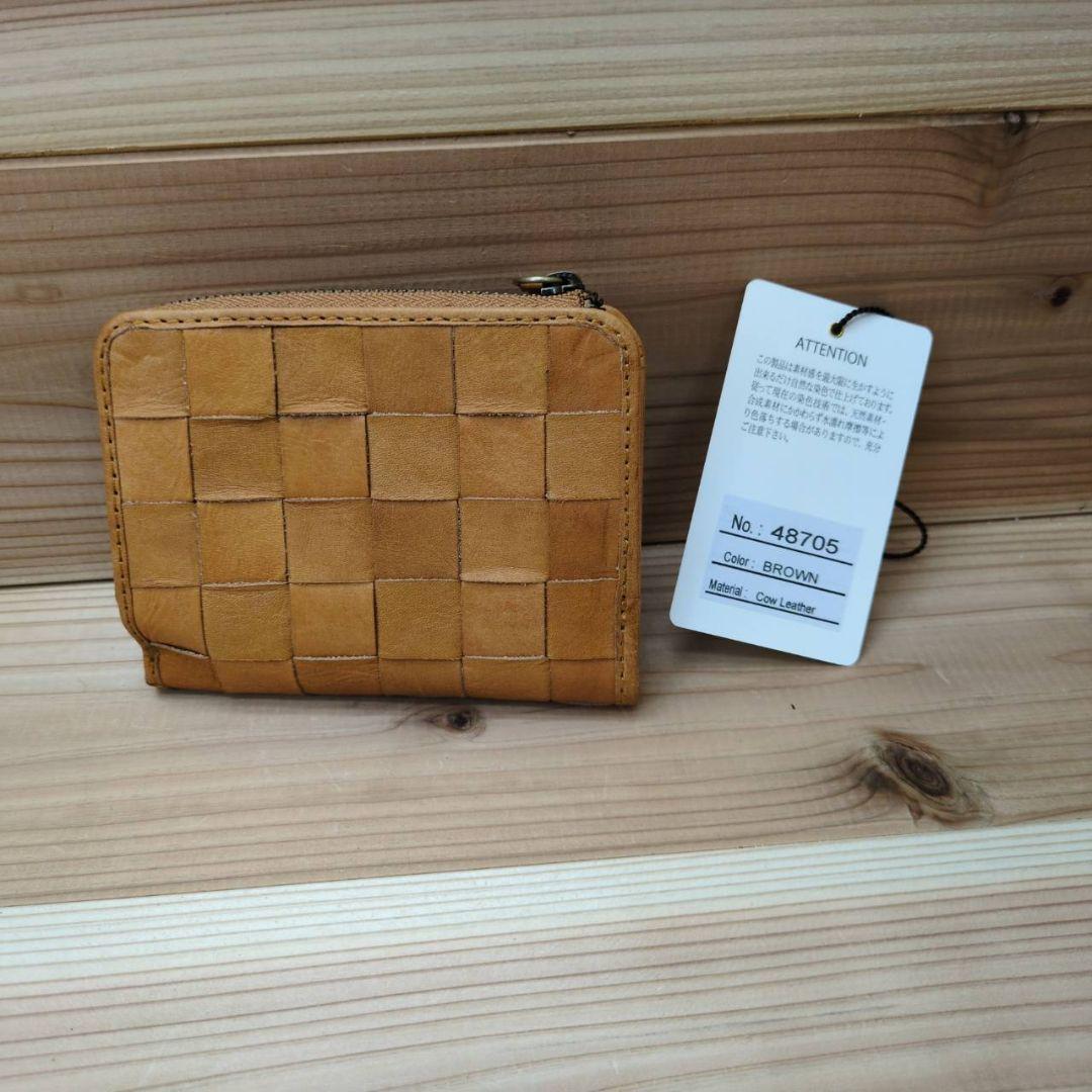 未使用　新品　ズッケロ　牛革　折財布　レディース　箱付　ブラウン　本革　二つ折り