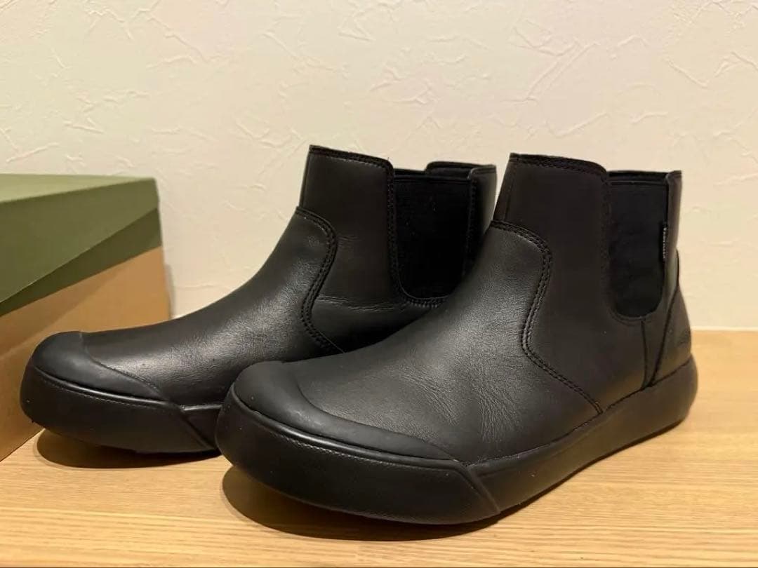 本日最終KEEN エレナ チェルシー WP Black/Black 25.0cm