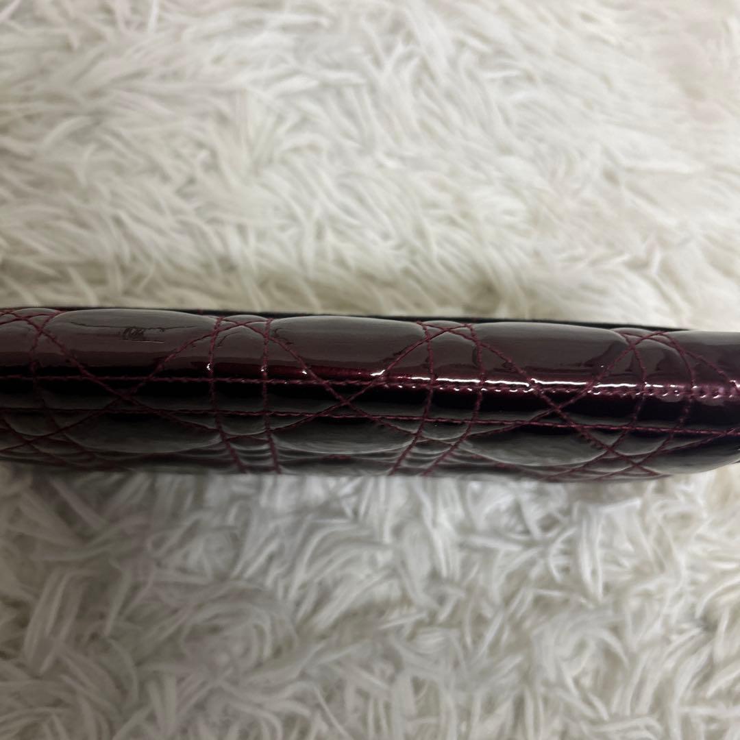 【良品】クリスチャンディオール　パテントレザー　カナージュ　三つ折り財布　正規品
