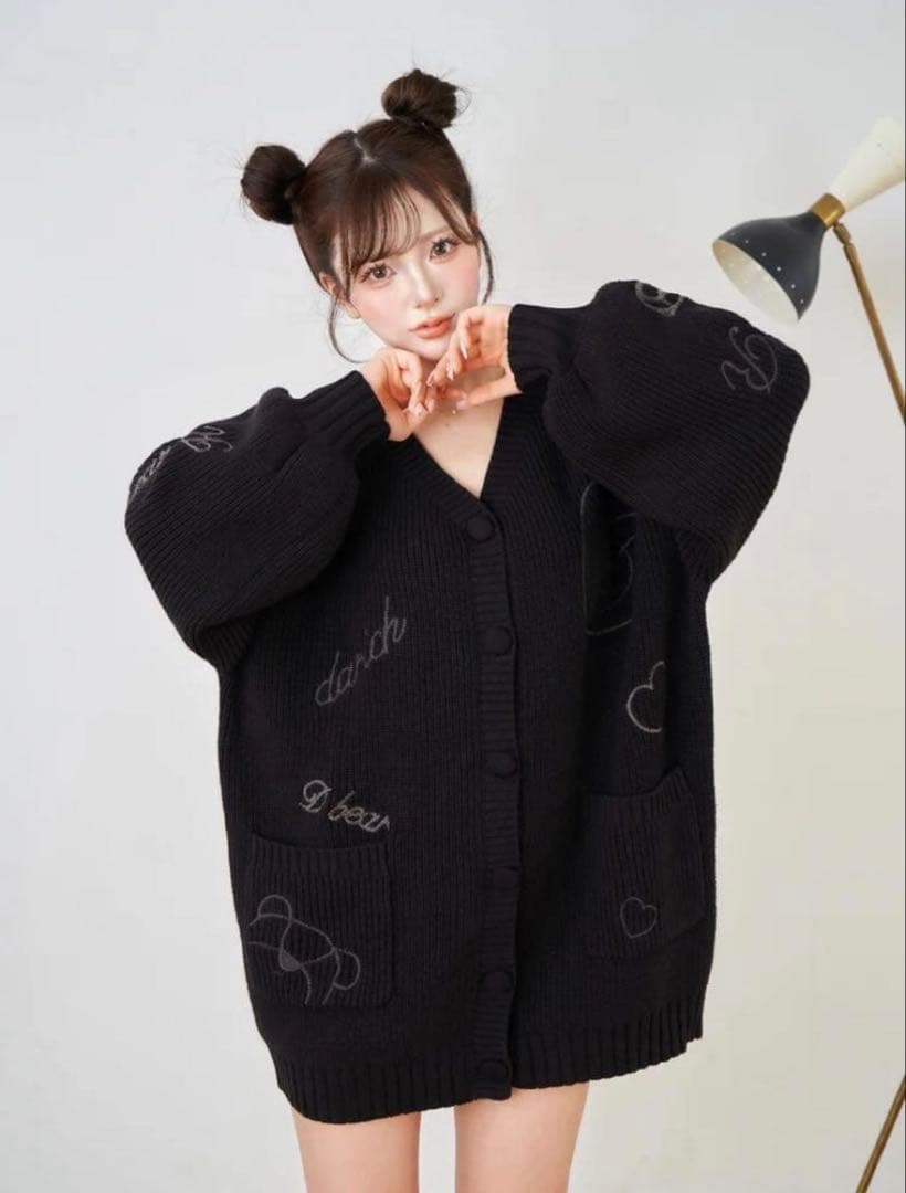 darich ベアエンブロイダリーニットカーディガン
