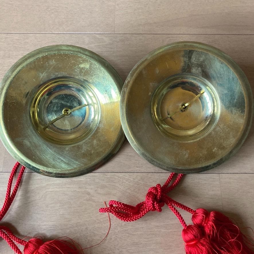 【中古品】チャンパ　4寸　直径12cm　重目　房付　チャッパ　手拍子　和楽器