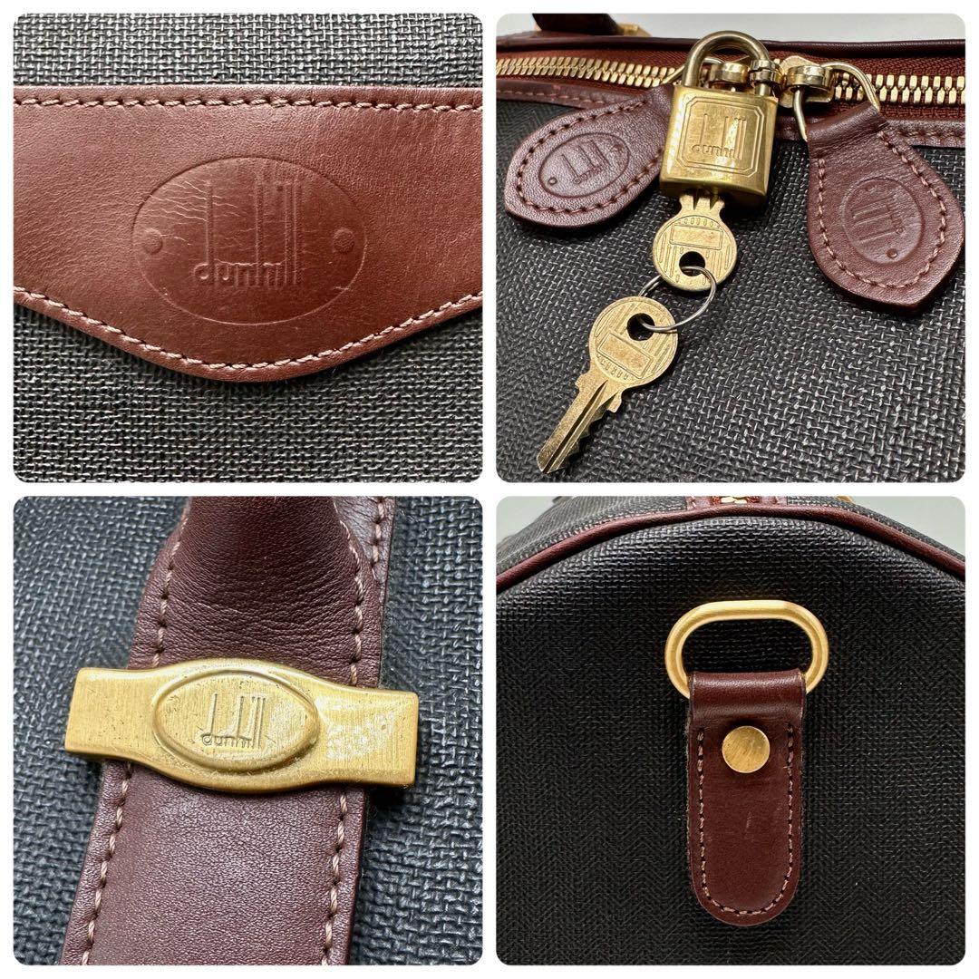 dunhill ダンヒル ボストンバッグ 大容量 南京錠 ブラウン×チャコール