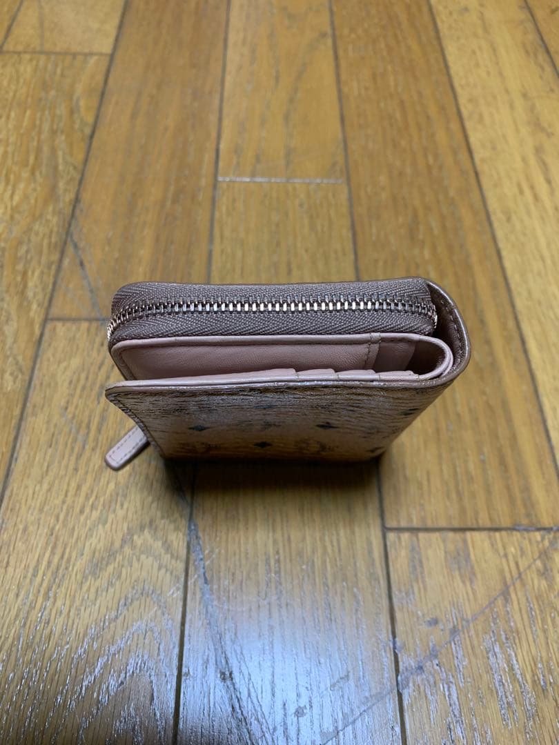 MCM パウダーピンク ピンク　二つ折り財布　アラウンドジップ