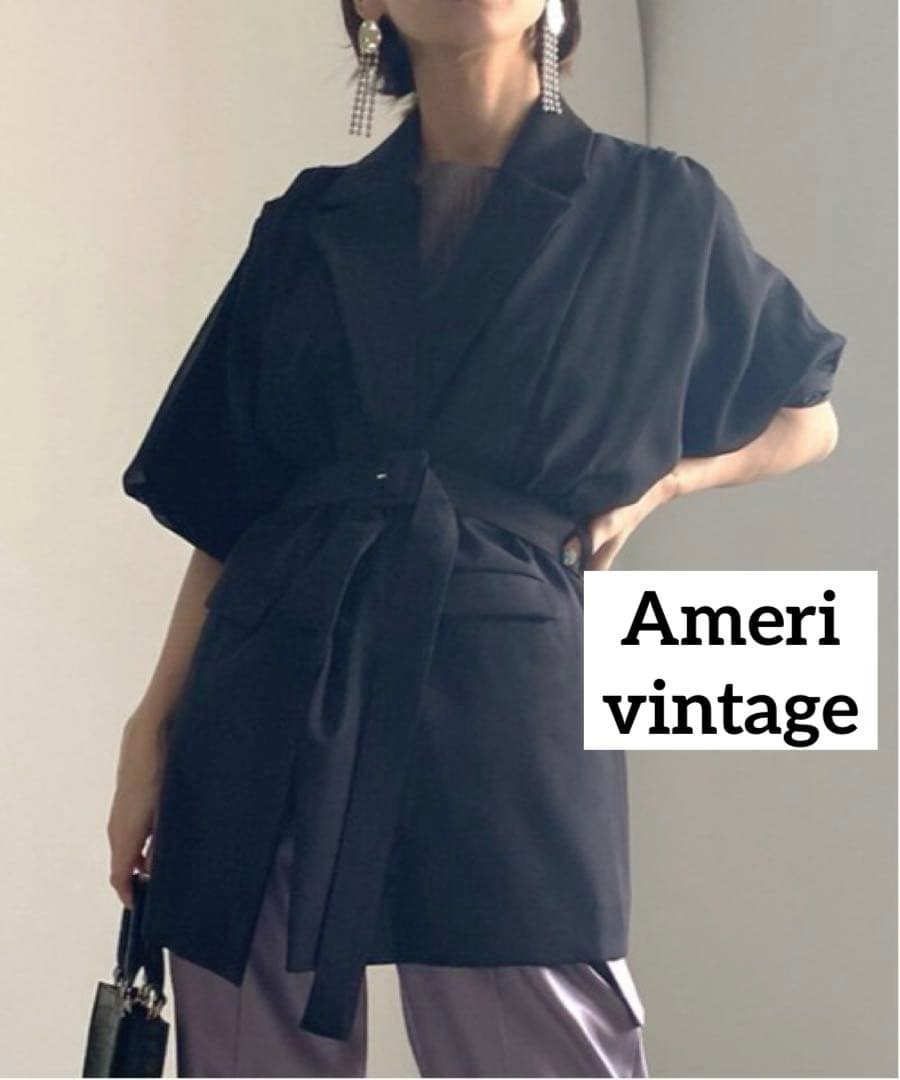 ジャケット・アウター Ameri vintage SHEER DOLMAN JACKET BLACK