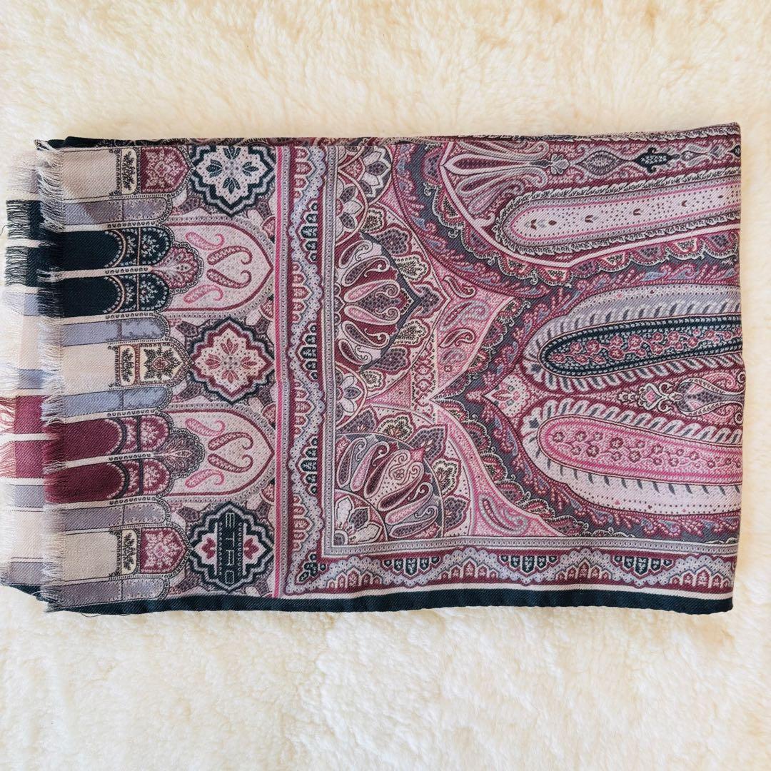 ETRO ペイズリー ストール ウールシルク イタリア製