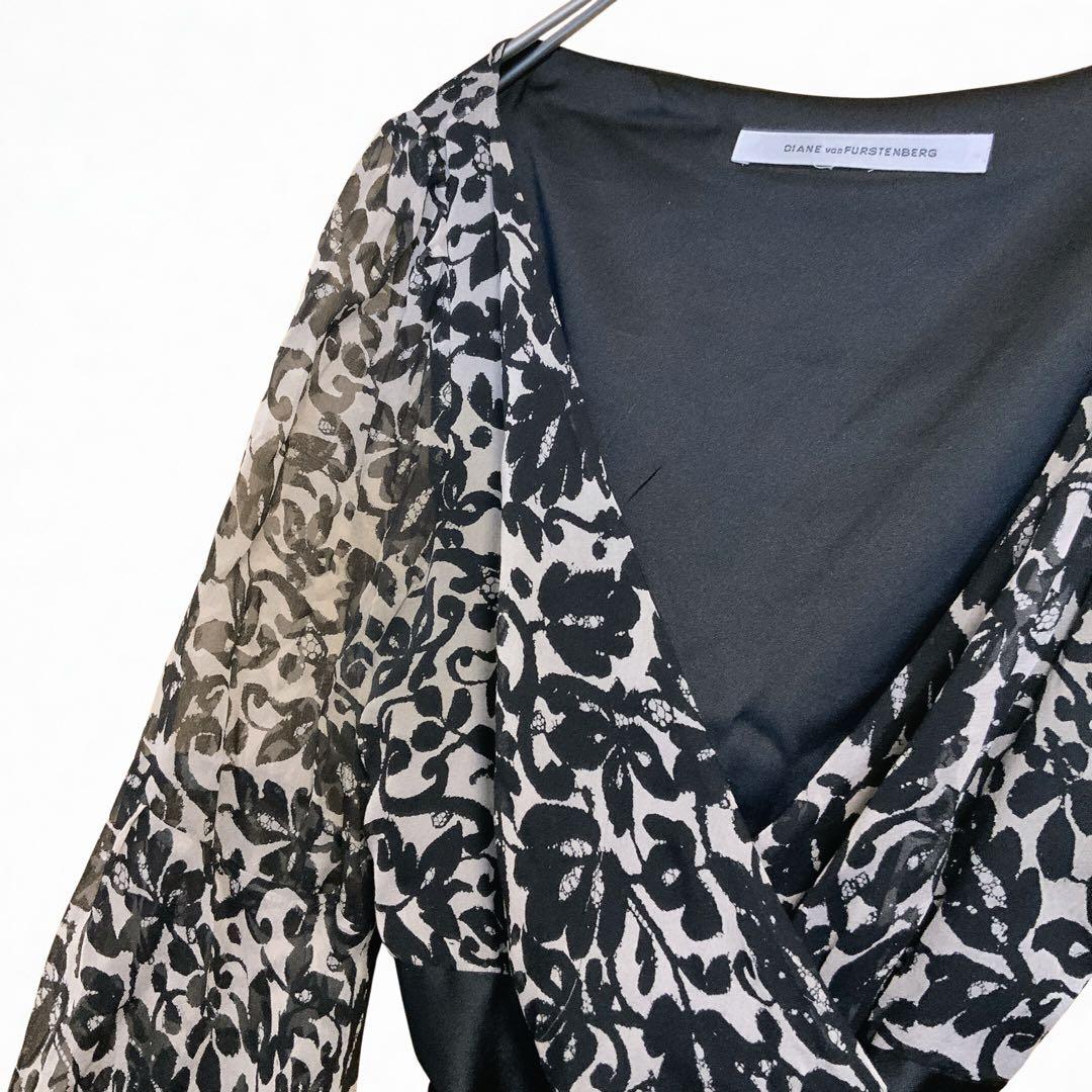 Diane von Furstenburg 100％シルク 花柄 ひざ丈ワンピ
