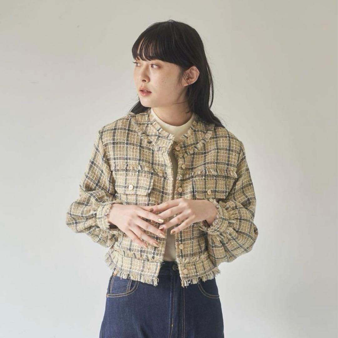 ジャケット・アウター idem tweed lady jacket/tweed flare skirt