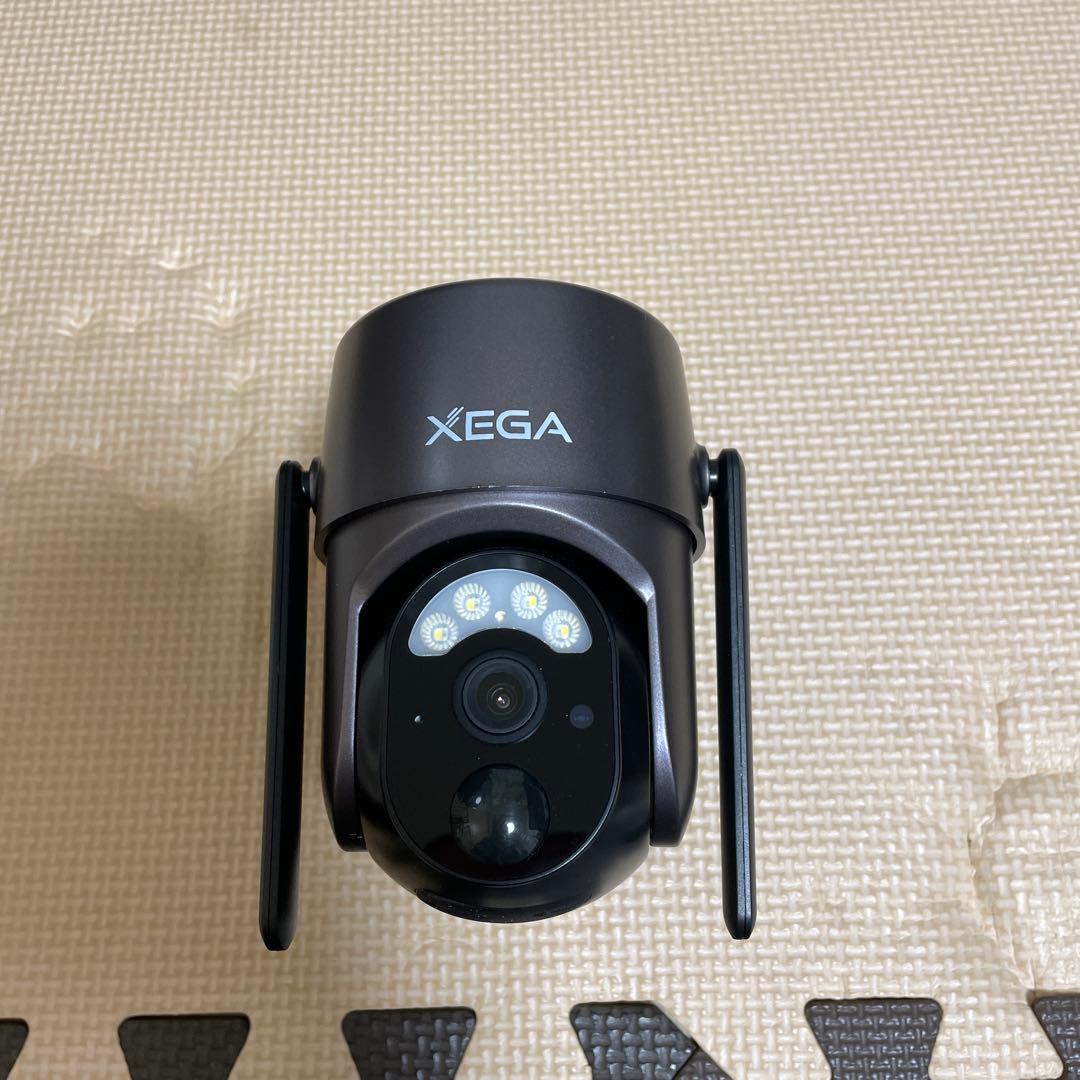 XEGA 防犯カメラ ソーラーパネル 黒 360°防犯カメラ 1台