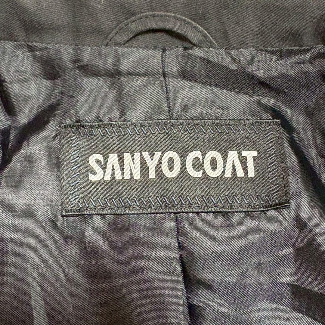 SANYO COAT ブラック トレンチコート　ロングコート　腰ベルト　綺麗め