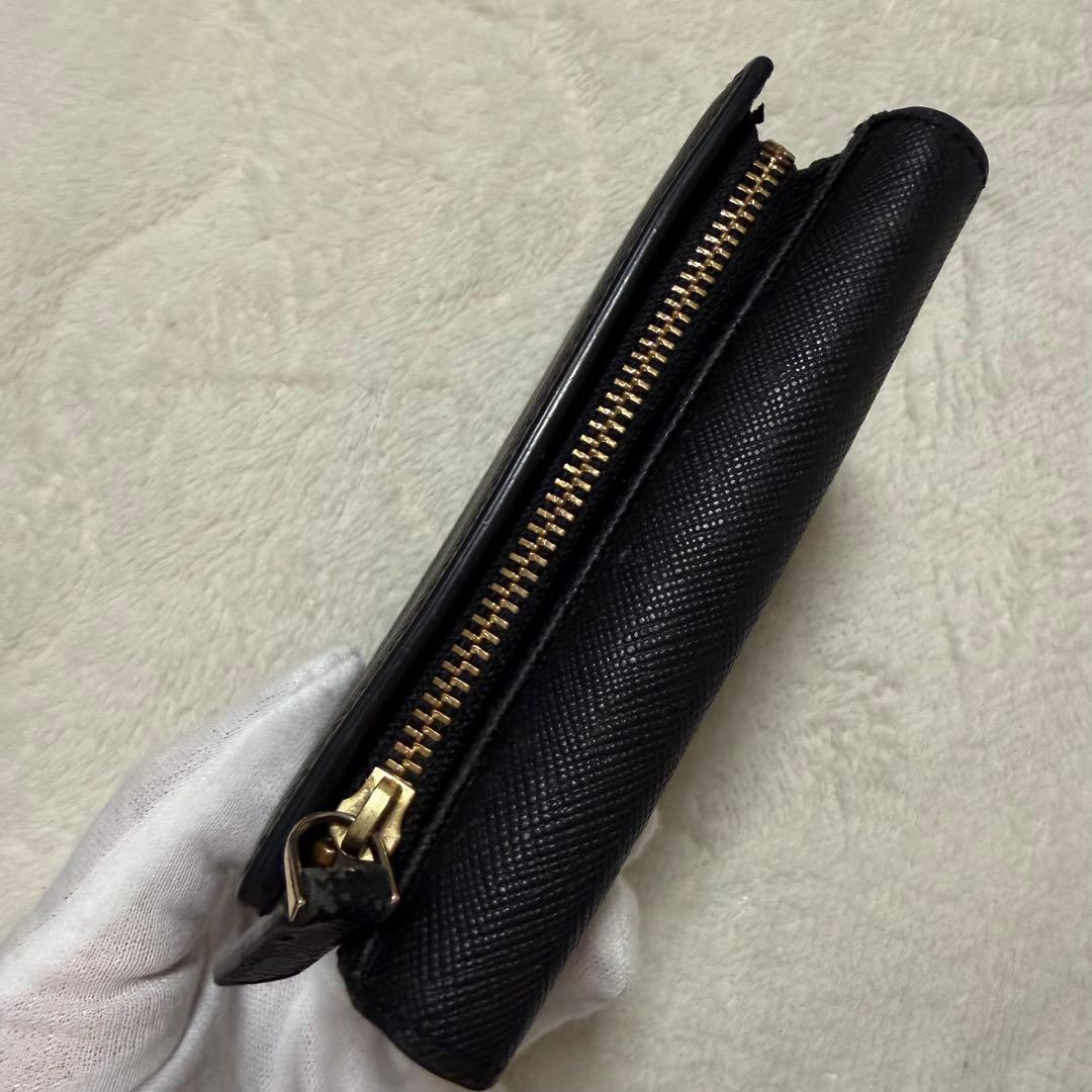 Agnes b ブラック 二つ折り財布 アニエスベーサフィアーノレザー定価2.4