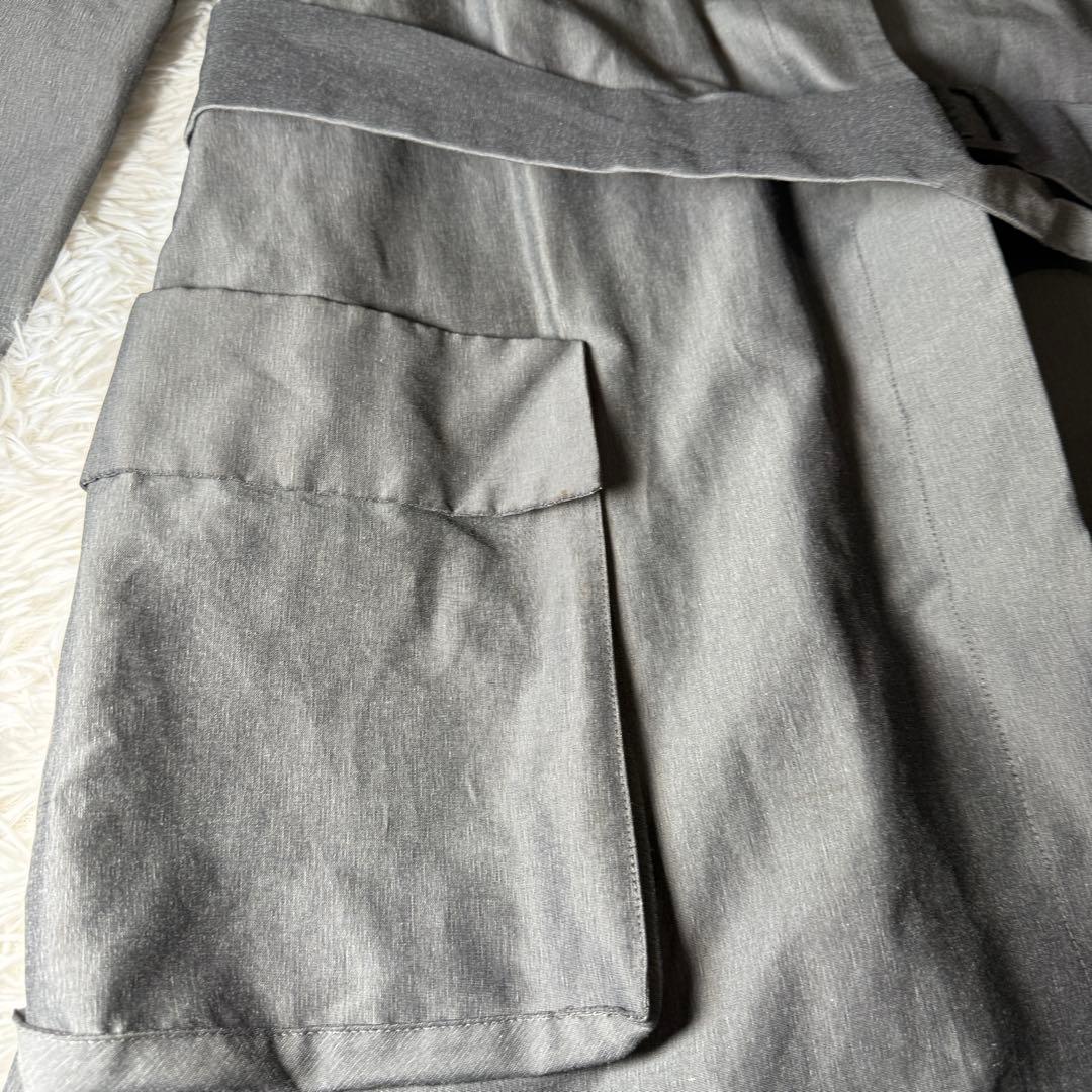 chousonnette タフタ ベルト付 ノーカラーロングコートグレー 9