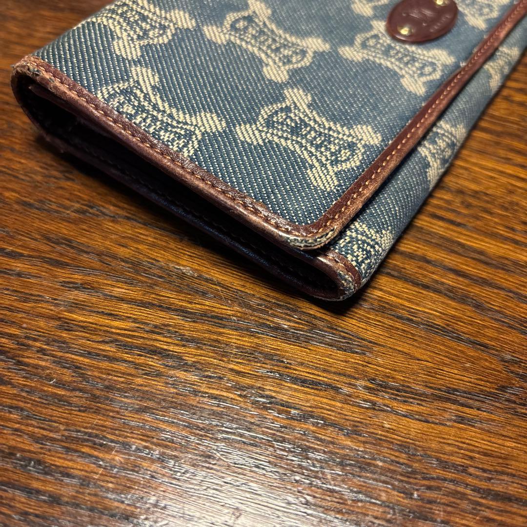 セリーヌ デニム ロゴ入り 二つ折り財布 長財布