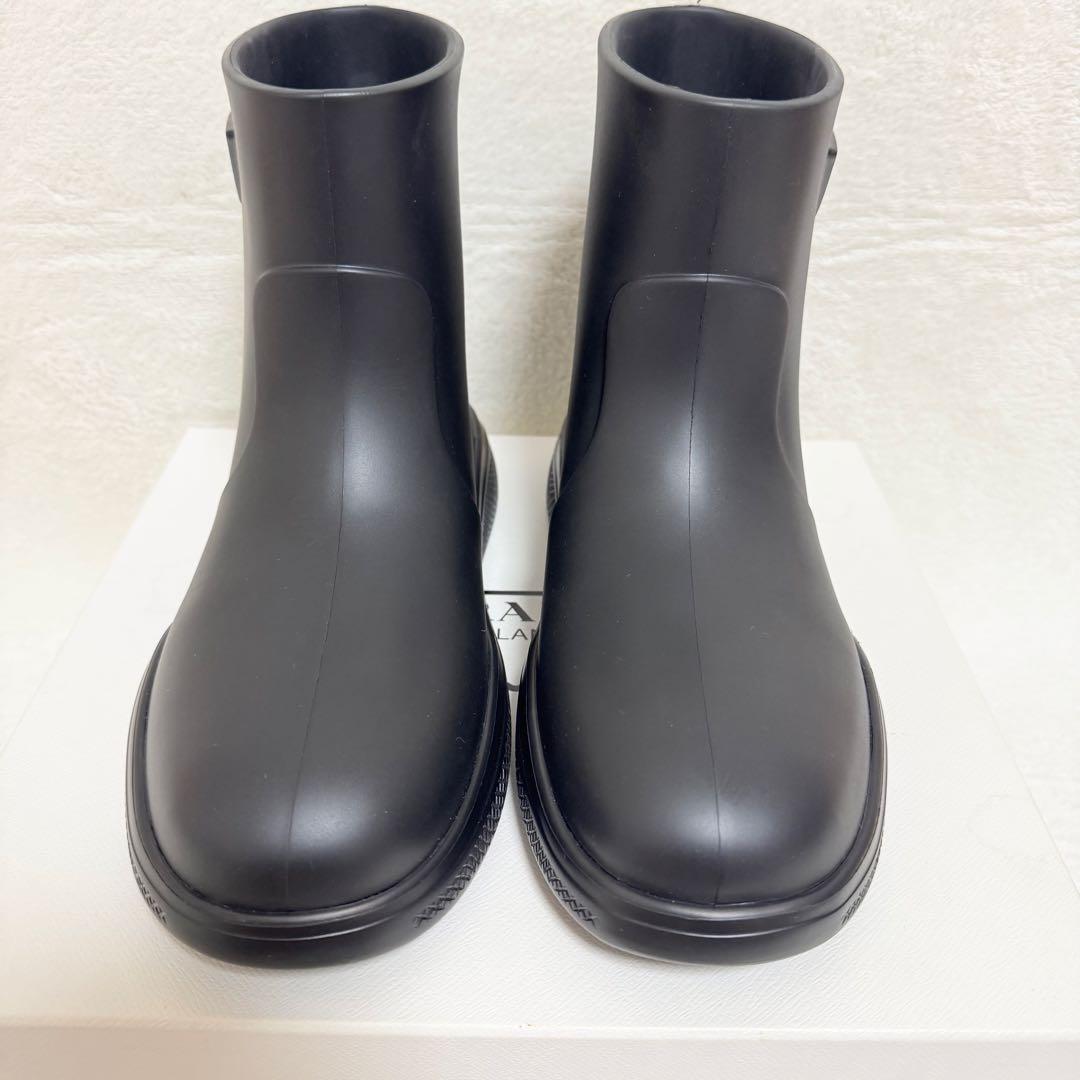 【極美品】PRADA プラダ ブラック レインブーツ ショートブーツ ラバー 黒