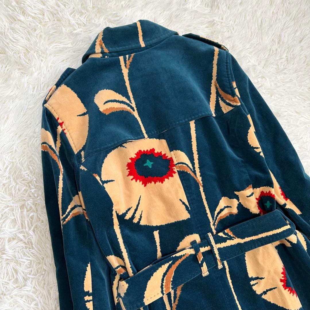 ポールスミストレンチコート フラワー柄 ベルベット 花柄 ベルト 40
