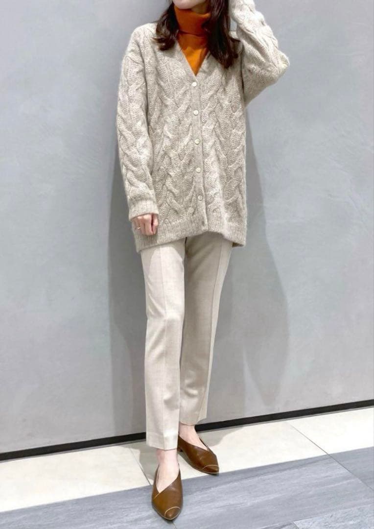 美品✨21AW セオリー ケーブル編みVネックアルパカカーディガン 羽織り S