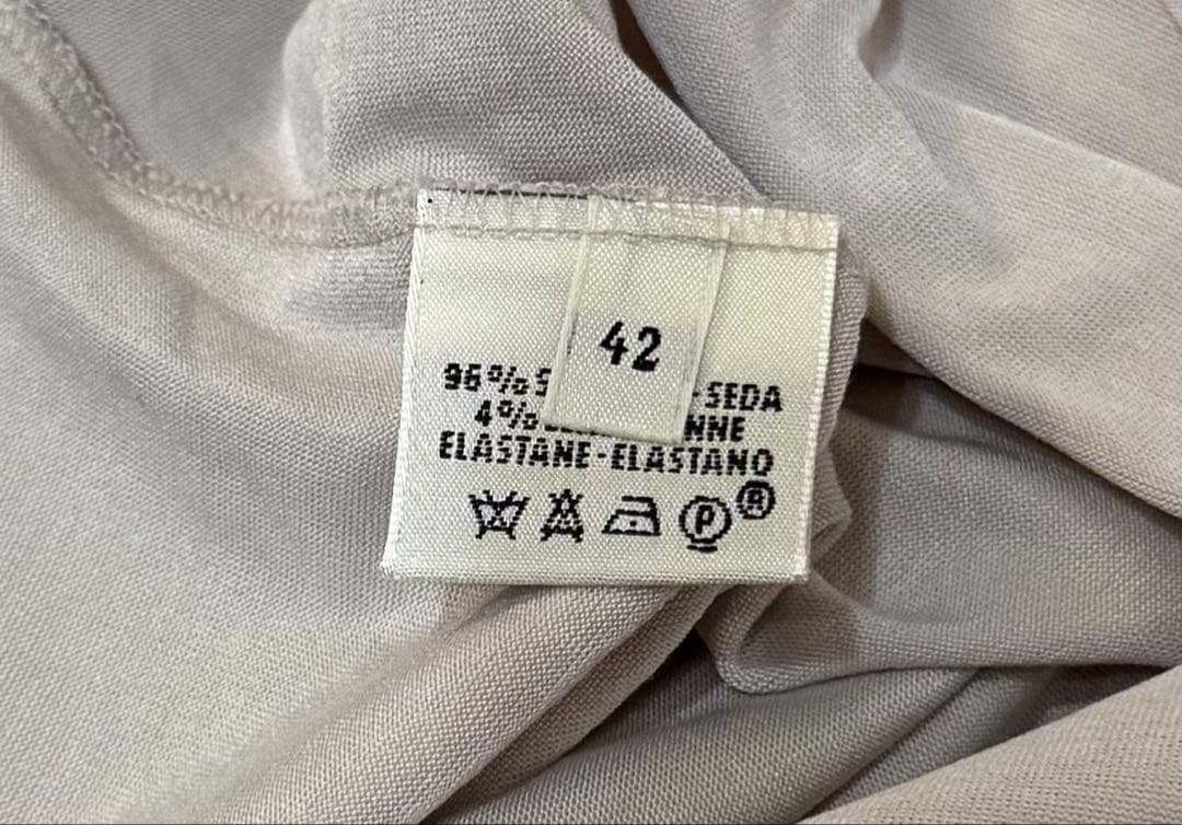 HERMES エルメス 半袖Tシャツ シルク混 42 ベージュ フランス製