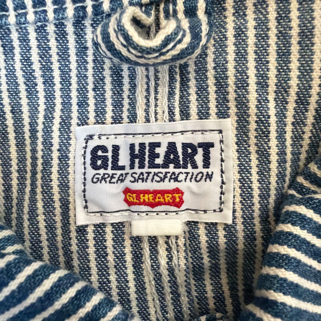 90s GLHEART ストライプ ヒッコリー デニム カバーオール