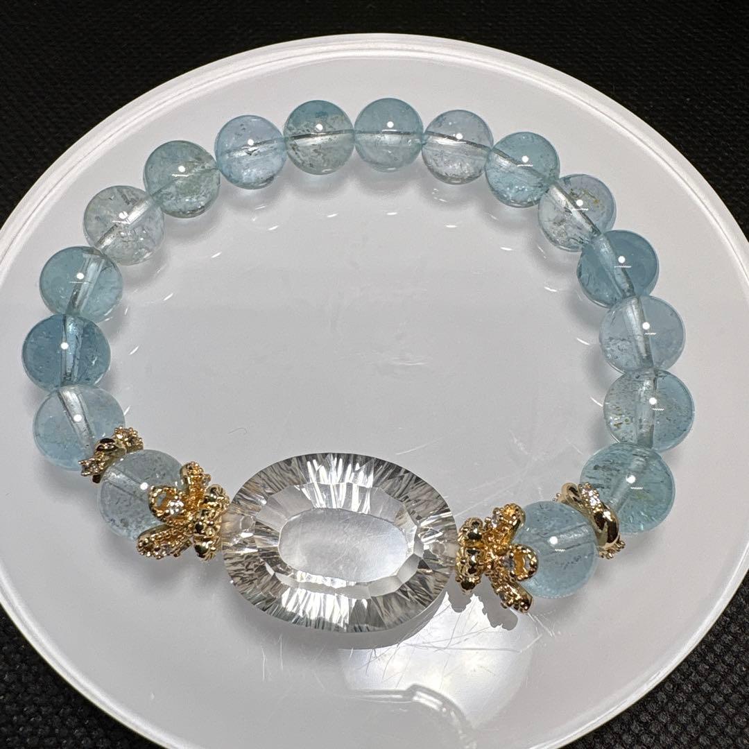 ブルートパーズ　水晶ジュエリーカット　ブレスレット