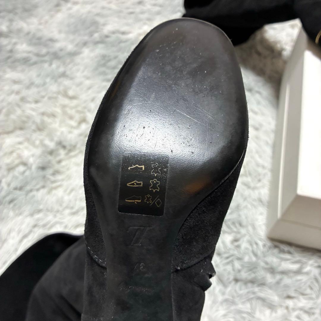 【良品】LOUIS VUITTON 本革 ニーハイ 37 BLACK モノグラム