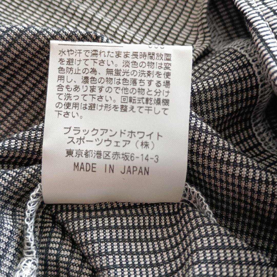 Black & White チェック柄長袖ポロシャツ (日本製)