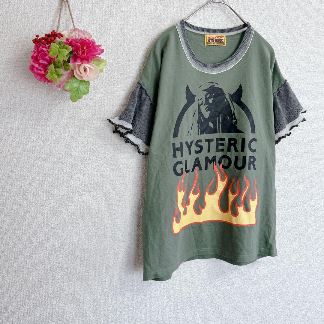 a5757 ヒステリックグラマー　人気　Tシャツ　袖ニット　カジュアル　古着　F