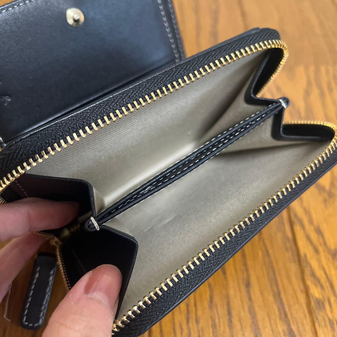 agnès b. ブラック 二つ折り財布　牛革