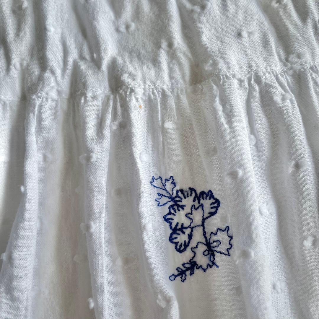 ローレンラルフローレン　花柄 刺繍 ロングスカート S相当　白　2way