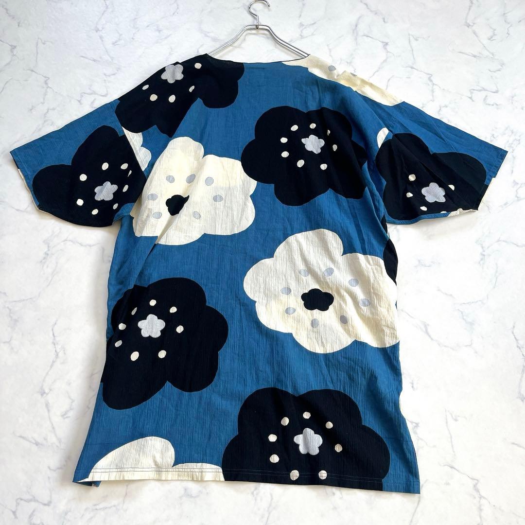 美品✨ SOU•SOUソウソウ 高島縮 薙刀長方形衣ワンピース 花柄 ほほえみ