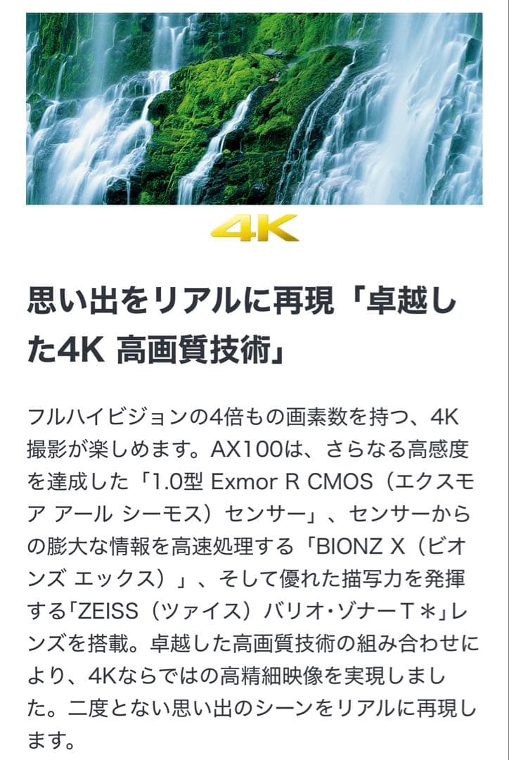 ソニーハンディカムFDR-A1004Kカメラ