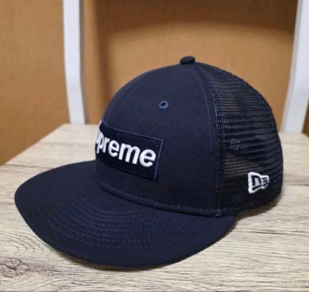 7 1/4 Supreme Box Logo ネイビーメッシュキャップ良品