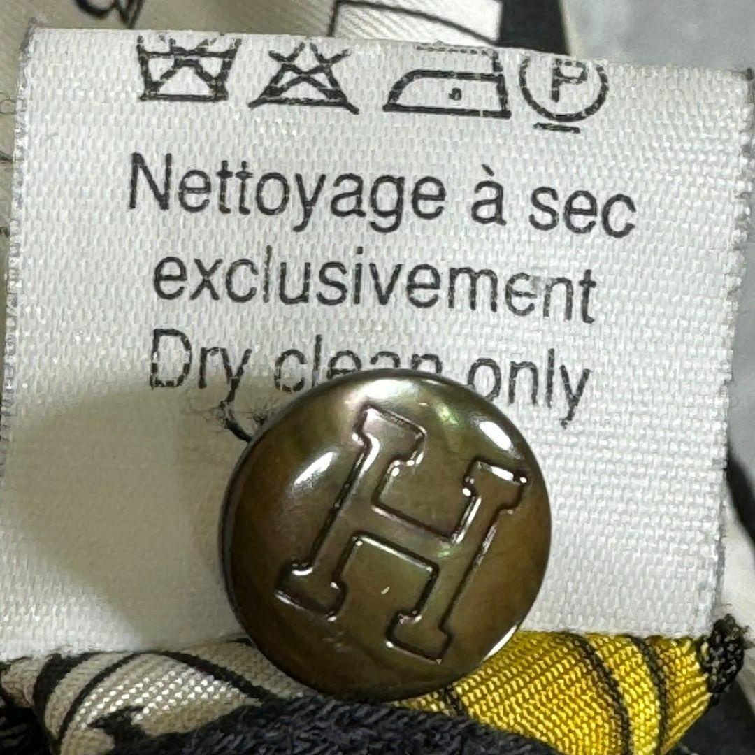 『HERMES』エルメス (L) 総柄ニット切替ポロシャツ