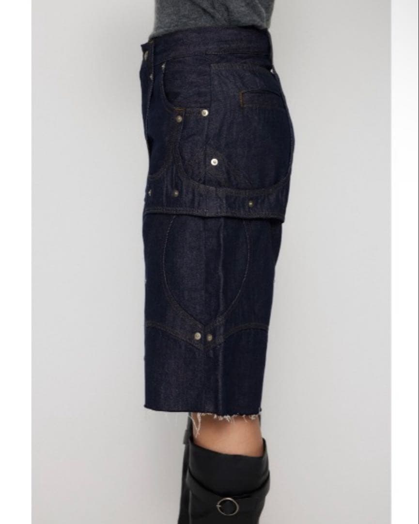 【LAGUA GEM】LAYERING HALF デニム ハーフパンツ