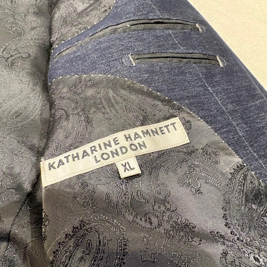 《美品》KATHARINE HAMNETT ペイズリー柄 デニム テーラードXL