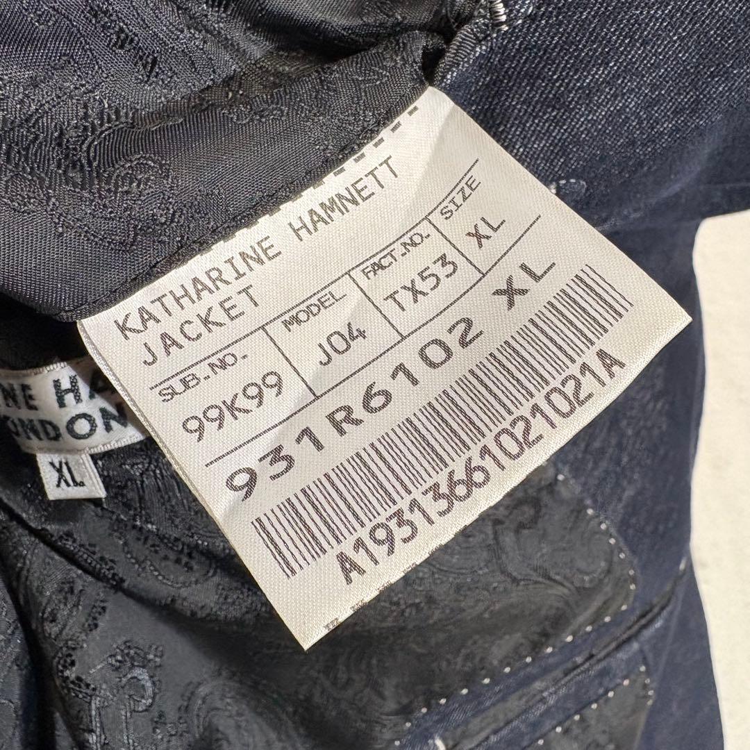《美品》KATHARINE HAMNETT ペイズリー柄 デニム テーラードXL
