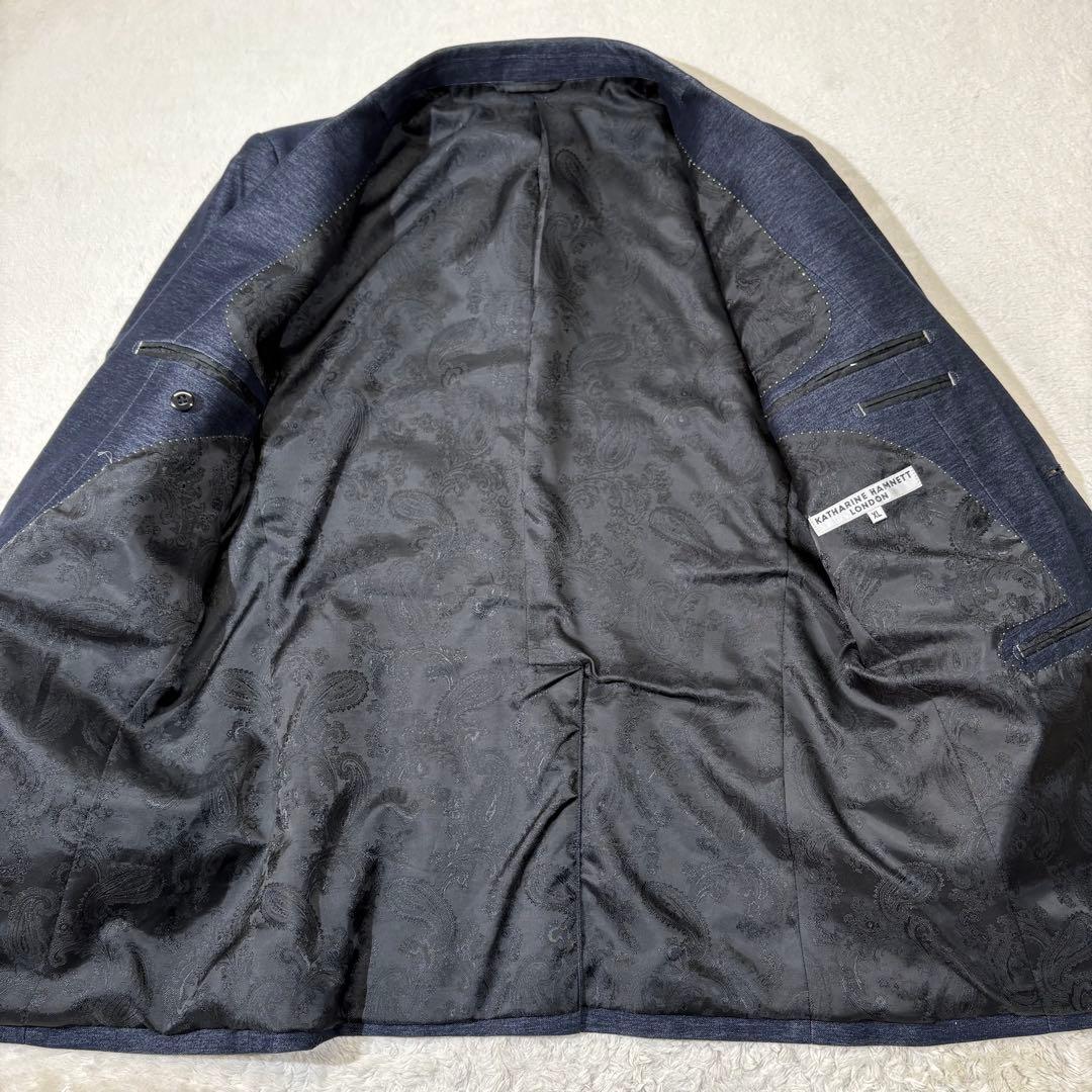 《美品》KATHARINE HAMNETT ペイズリー柄 デニム テーラードXL