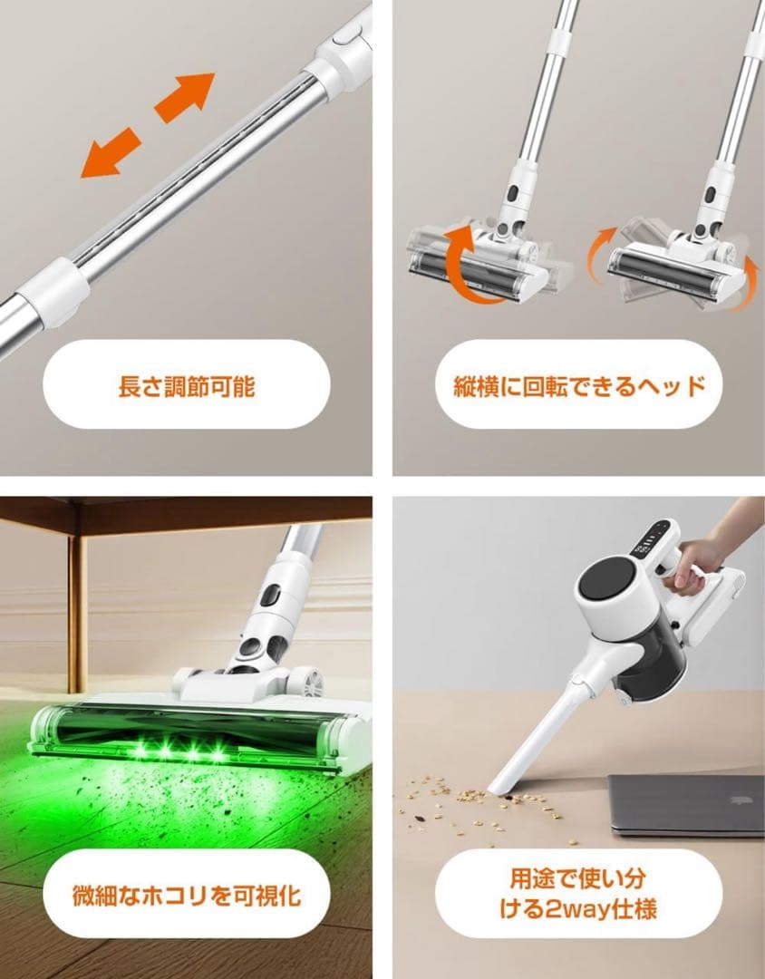 ⭐︎スティッククリーナー 収納充電スタンド付6.5KPa強力700W 1.2kg⭐︎