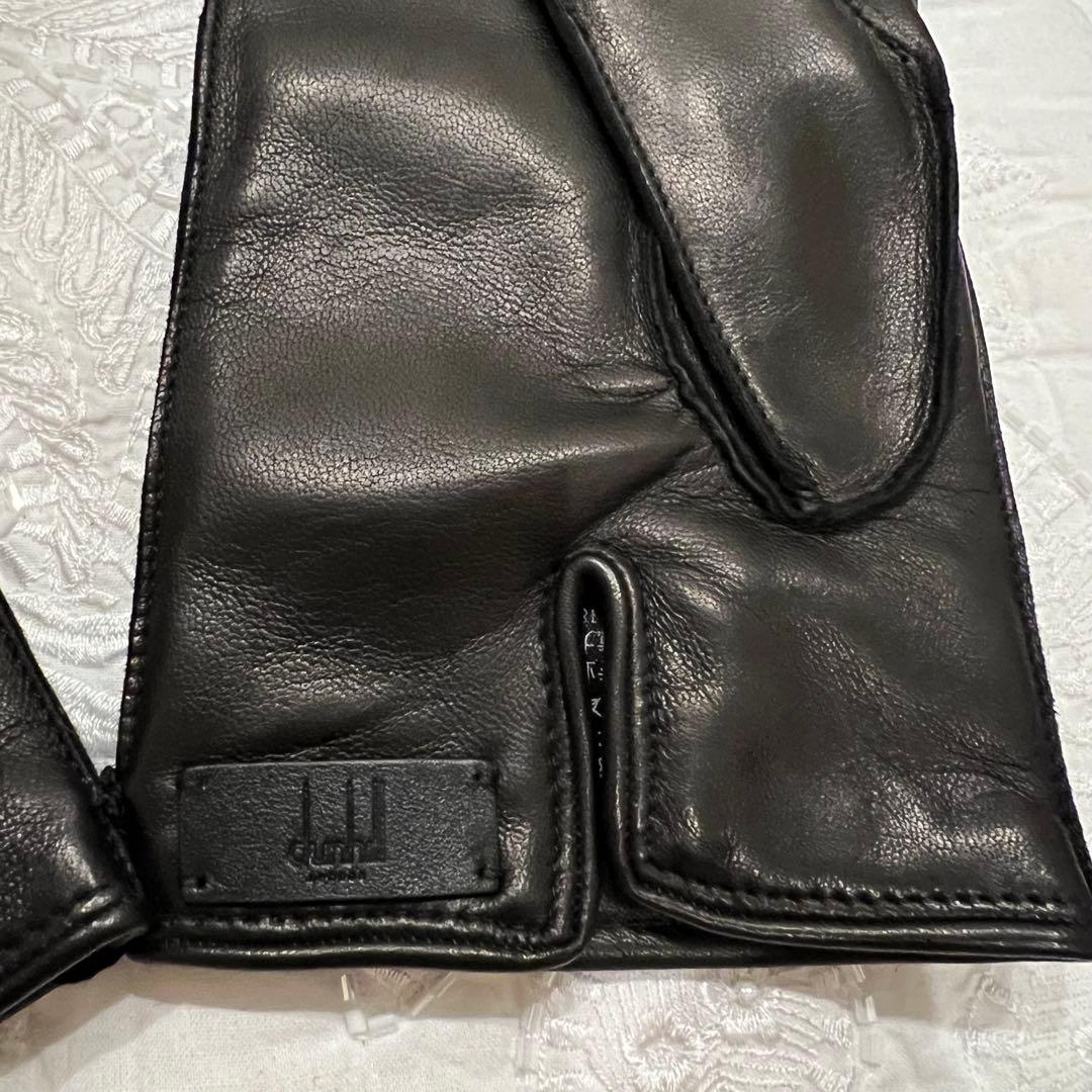 未使用　イタリア製　ダンヒル　最高級レザー手袋　カシミヤ100 黒 羊革8.5