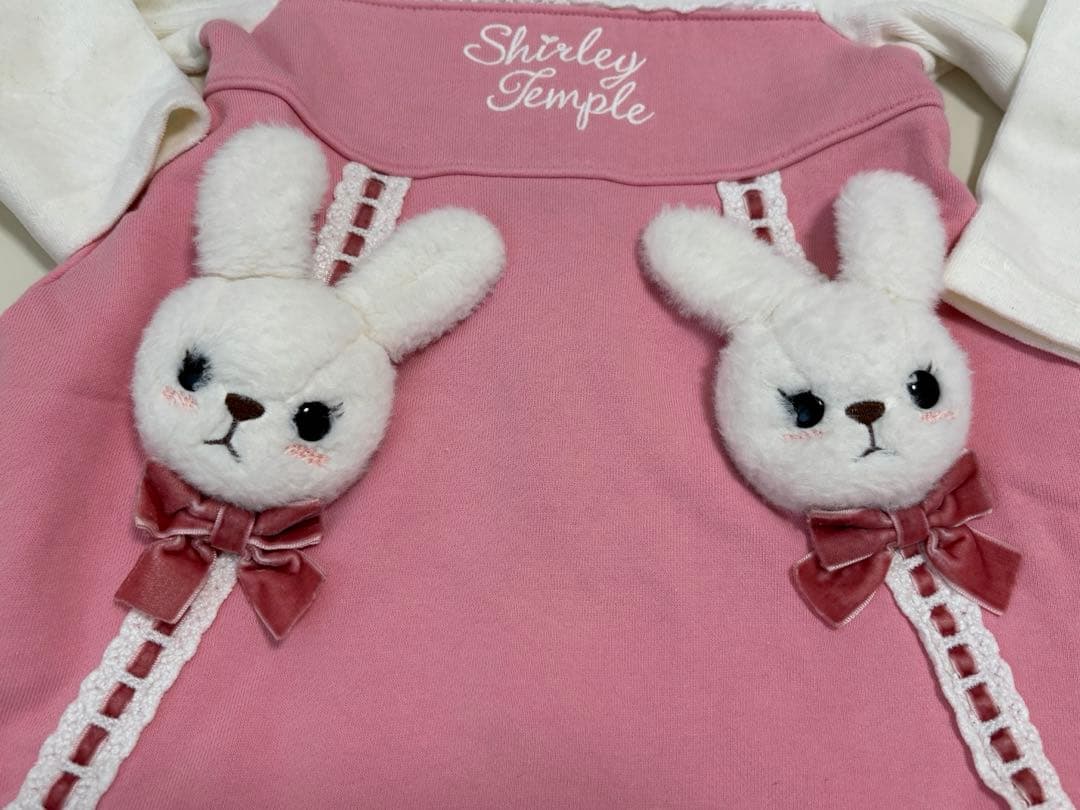 値下げシャーリーテンプル　うさぎ アップリケ ワンピース　90